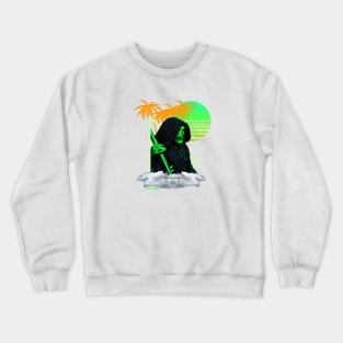 Neon Grim Reaper Vaporwave Synthwave Aesthetic Crewneck Sweatshirt